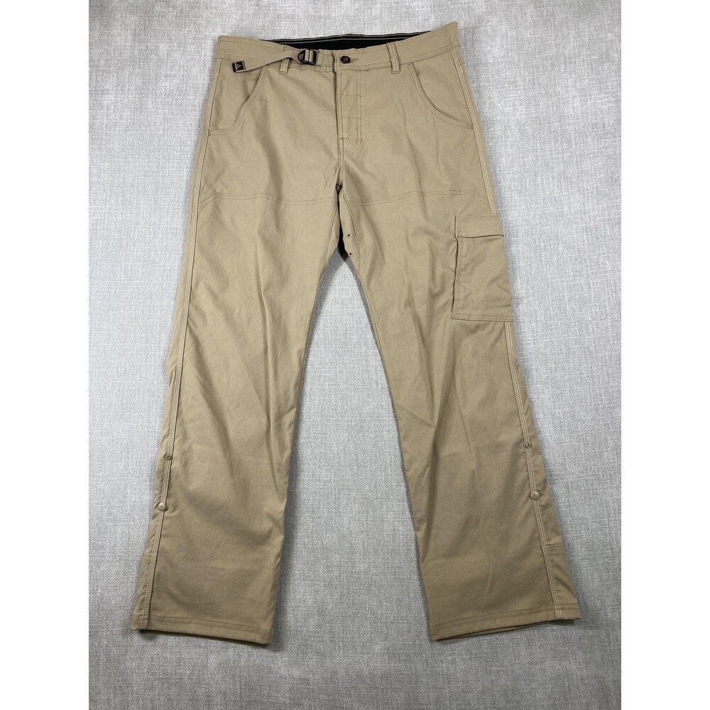 PrAna Zion Standard Pants Mens 34x30 Beige Cargo Nylon Stretch Hiking Outdoor